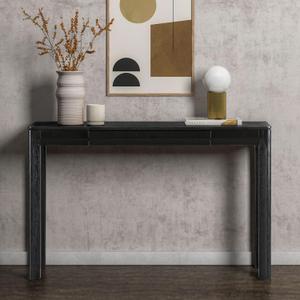NTC Flow 47-Inch Console Table, Modern Solid Wood Entryway Table with Hidden Drawer, Waterproof & Heat Resistant, Narrow Table for Hallway, Living Room & Foyer, Burnt Black