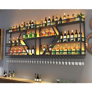 79" Metal Wine Rack Wall Mounted, Modern Bar Shelves Wall Mounted Wine Rack with LED Light, Liquor Shelf Wall Mounted, Bar Shelves for Liquor Bottles (Black with Warm Led, 79--3 Tier) 79" Metal Wine Rack Wall Mounted, Modern Bar Shelves Wall Mounted Wine Rack with LED Light, Liquor Shelf Wall Mounted, Bar Shelves for Liquor Bottles (Black with Warm Led, 79--3 Tier)