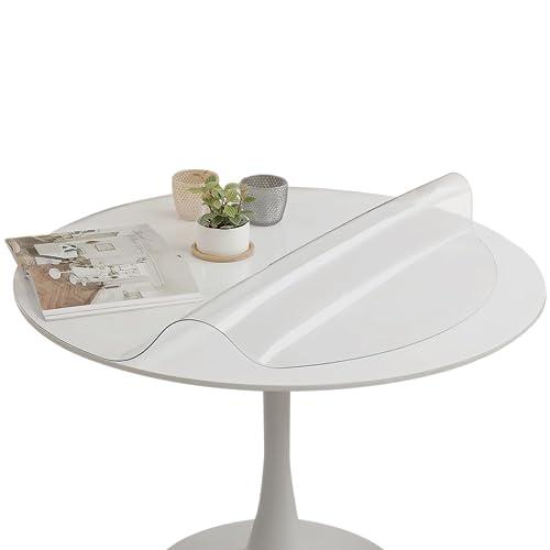 Eralove Round Clear PVC Tablecloths Waterproof Round Table Protector Anti-hot Table mat Thickness 2mm Transparent Tablecloths Dia.54 Inches