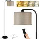 BoostArea Dimmable Floor Lamp for Living Room,Arc Sofa Lamps with Remote,Stepless Dimmable & Colors Temperature 2700k-6500k,67 in,Tall Flexible Head Standing Lamp for Bedroom Study Room Office,Jute