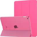 MoKo Case Fit 2018/2017 iPad 9.7 5th/6th Generation, Slim Lightweight Smart Shell Stand Cover with Translucent Frosted Back Protector Fit iPad 9.7 2018/2017, Auto Wake/Sleep, Fluorescent Pink