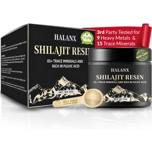 HALANX Pure Himalayan Shilajit Resin - 50g Herbal Supplements Shilajit with 85+ Trace Minerals | 75%+ Fulvic Acid Gold Grade Shilajitt for Men & Women | Shilajitt Ultra for Energy, Stamina & Immune