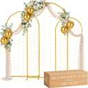 Gold Metal Arch Backdrop Stand for Wedding & Birthday Party Decorations, Foldable Balloon Arch Frame with Easy Assembly, Photo Booth Backdrop Dcor with Fairy Lights Options