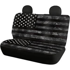 Forchrinse Retro Black American Flag Rear Seat Cover Non-Slip Patriotic Car Seat Cover for Rear Bench,Universal Fit Auto Back Seat Cover Protector Set of 2