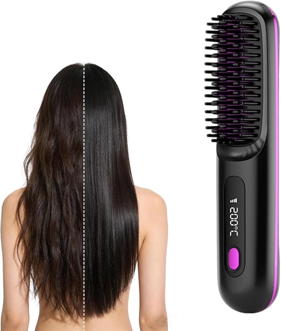 Mini Hair Straightener for Short Hair - 2026 Upgraded Cordless,Portable Straightener Brushs for Travel,Fast Heating Cordless Mini Hair Brushs Styling Tools (Black)