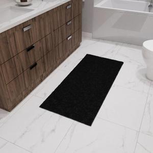 Ottomanson Non-Slip Bathroom Mat, Plush Soft Shag Bath Rug, Floor Mat for Entry Areas and Bedrooms, 2' x 4', Black