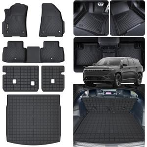 LJWAITO Floor Mats Cargo Mat with Backrest Mats for 2025 Jeep Wagoneer S 4xe EV (Non Fuel) Car Mats Accessories All Weather TPE Floor Liners&Cargo Liners Velcro Covering The Backrest Accessories