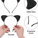 2 x Black Cat Costume Accessories Set with Ears Headband and Masquerade Mask for Adult Christmas Gifts, Halloween Cosplay Party (Black)