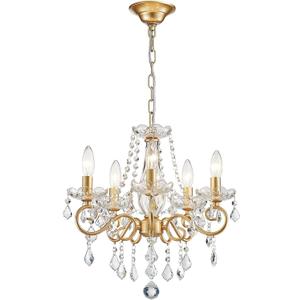 ANJIADENGSHI Mini Crystal Chandelier K9 Crystal Gold Chandelier for Living Room Bedroom Dining Room Kitchen Island Entryway 5 E12 Bulbs High 16.5 in x Diameter 16.9 in, Golden