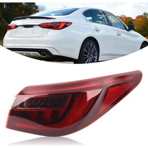 YEQSHNG LED Right Side Outer Tail Light W/o Blind Spot Assembly Compatible With 2018-2021 Infiniti Q50 rear Tail Lamp Without Side Light Right Passenger Side 26550-6HH1B