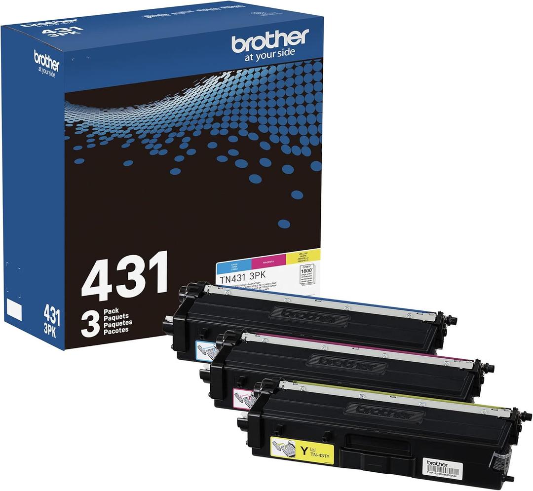 Brother TN-431 3PK, Cyan, Magenta, Yellow, Standard Yield, Model: TN4313PK (Colors)