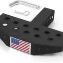 5.04 Inch Widen Circular Hole Hitch Step Anti Slip and Rust Towing Bumper Guard Hitch Steps with Pin Fits 2 Inch Receivers for Pickup Truck RV SUV