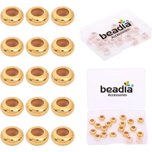 18K Gold Plated Stopper Beads 8x4mm 20pcs Rondelle Insert Silicon Length Adjust Spacer Beads for Jewelry Making Findings
