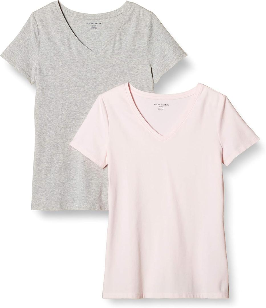 Amazon Essentials Women's Regular-Fit Short-Sleeve T-Shirt (Crewneck and V-Neck Options), Multipacks (M)