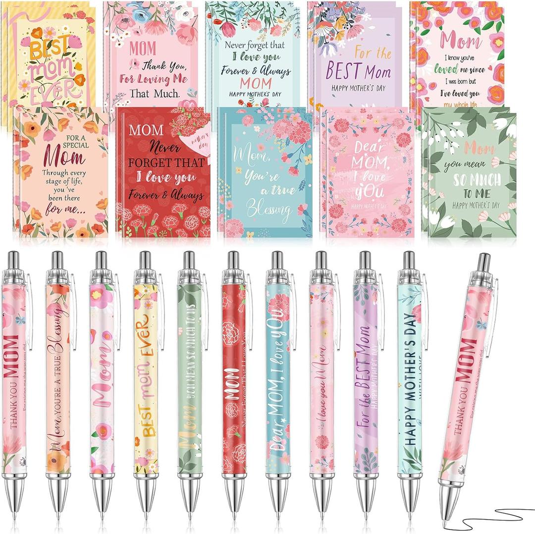 Eaasty 30 Set Mother's Day Gifts Bulk Mini Notebooks with Pen for Women, Small Journal with Floral Design, Pocket Notebook with Lined Pages, Inspirational Pocket Notepad for Mom, Birthday, Office