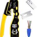 RJ45 Crimp Tool Kit Pass Through Crimper Stripper Cutter All-in-One Ethernet Crimper Tool for Cat5e Cat6 Cat6a 8P8C Pass Through Modular Plugs With 2 Replacement Blades