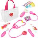 Liberry Doctor Kit for Toddlers 35 Years Old, 18Piece Doctor Bag Pretend Play Toys, Durable Medical Kit with Toy Stethoscope, Pink Doctor Gift for Girls