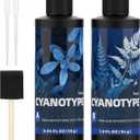 16oz Art Cyanotype Chemicals Kit for Photographic Blueprints, Cyanotype Sensitizer Dye Powder, Sun Printing Kit for Paper, Fabric, Wood, Leather, Canvas, Pre-Coated Paper for Creative Projects