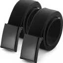 Mile High Life Cut To Fit Canvas Web Belt Size Up to 52" with Flip-Top Solid Black Military Buckle