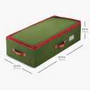 ZOBER Underbed Christmas Ornament Storage Box - Stores 64 3" Ornaments, With Dividers - Tear Proof 600D Oxford Fabric, Ornament Organizer Storage Box, Durable Christmas Containers Holder - Green