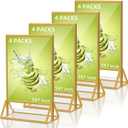 Acrylic Sign Holder 5X7 Gold Picture Frame,Double Sided Clear Display Stand , Table Acrylic Stand for Home Office Shop Restaurant (4pcs)