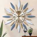 Lafocuse 23 Inch Silent Large Wall Clock for Living Room Dcor, Decorative Mid Century Wall Clock, Sunburst Starburst Wall Clocks Battery Operated, Modern Art Deco