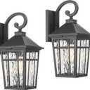 Darkaway 2pcs Large Outdoor Wall Lights for House, 18inch Exterior Lighting Fixtures Wall Mount Outdoor Porch Lights Black Outside Sconce Lights with Water Ripple Glass for Patio Garage Hallway