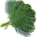 Cindeer 24 Pcs Artificial Palm Leaves 3 Kinds Large Faux Monstera Leaf Greenery Stems Safari Jungle Leaves for Hawaiian Christmas Easter Party Table Wedding Decorations (Small)