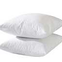 Hofdeco Premium 22x22 Decorative Throw Pillow Inserts-Down Feather Pillow Inserts-Square-Cotton Fabric-Set of 2-White.