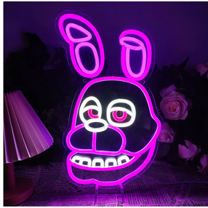 Five Nights at Freddy's Bonnie Neon Sign LED Neon Signs Fnaf Freddy Anime for Game room Neon Lights for Wall Decor Business Bar Club Sign Man Cave Boys Room Kids Room Decor