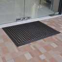 Anti Fatigue Outdoor Rubber Floor Mat 2 Pack Commercial Restaurant Kitchen Mats for Floors Non-Slip Bar Floor Mats Rubber Door mat Drainage Mats Utility Garage Use 36" x 60" Black
