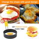 2 x 4 Inch Large Egg Rings for Frying Eggs, 2 Pack Stainless Steel Egg Cooking Rings Nonstick Round Egg Shaper Mold with Anti-scald Handle for English Muffins Pancake Cooking Griddle