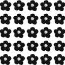 uxcell 50pcs Flower Sew on Patches, Crochet Floral Petals Handmade Crochet Flowers Appliques Embellishments for DIY Hair Clothes Wedding Party Craft, Black and White