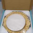 MAONAME Round 13" Gold Charger Plates, Set of 6, Reef Plate Chargers for Dinner Plates, Plastic Table Chargers for Wedding, Thanksgiving, Christmas