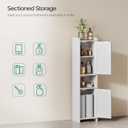 Bathroom Cabinet with 2 Doors, 7.3 x 9.8 x 40.4 Inches, Small Freestanding Storage Cabinet with Adjustable Shelf, Floor Cabinet for Small Spaces, Bathroom, Entrances, Kitchen, White