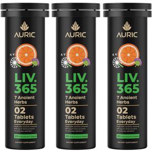 Auric Herbal Liver Support Supplement | Milk Thistle (Silymarin), Turmeric, Garlic, Ginger for Liver Health | Advanced Detox & Cleansing Formula for active Liver | 60 Tablets | Plant Based Gluten-Free (20 Count (Pack of 3))