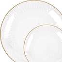 Organic Hammered Clear Gold Rim Combo 7"+10" Case of 128 (4 packs x 32)