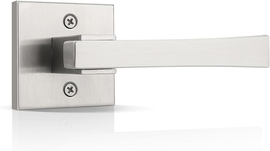 1 Pack Dummy Door Handles,Stain Nickel Square Door Levers,Non-Turing Single Side Knob Pull for Closet French Doors