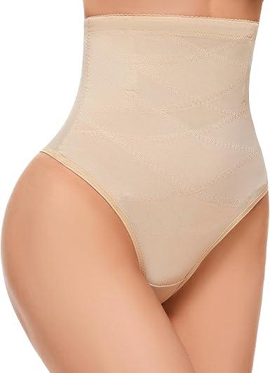 SIMIYA Thong Shapewear Tummy Control for Women High Waisted Stay-Put Body Shaper Girdle Compression Shapewear Thong M