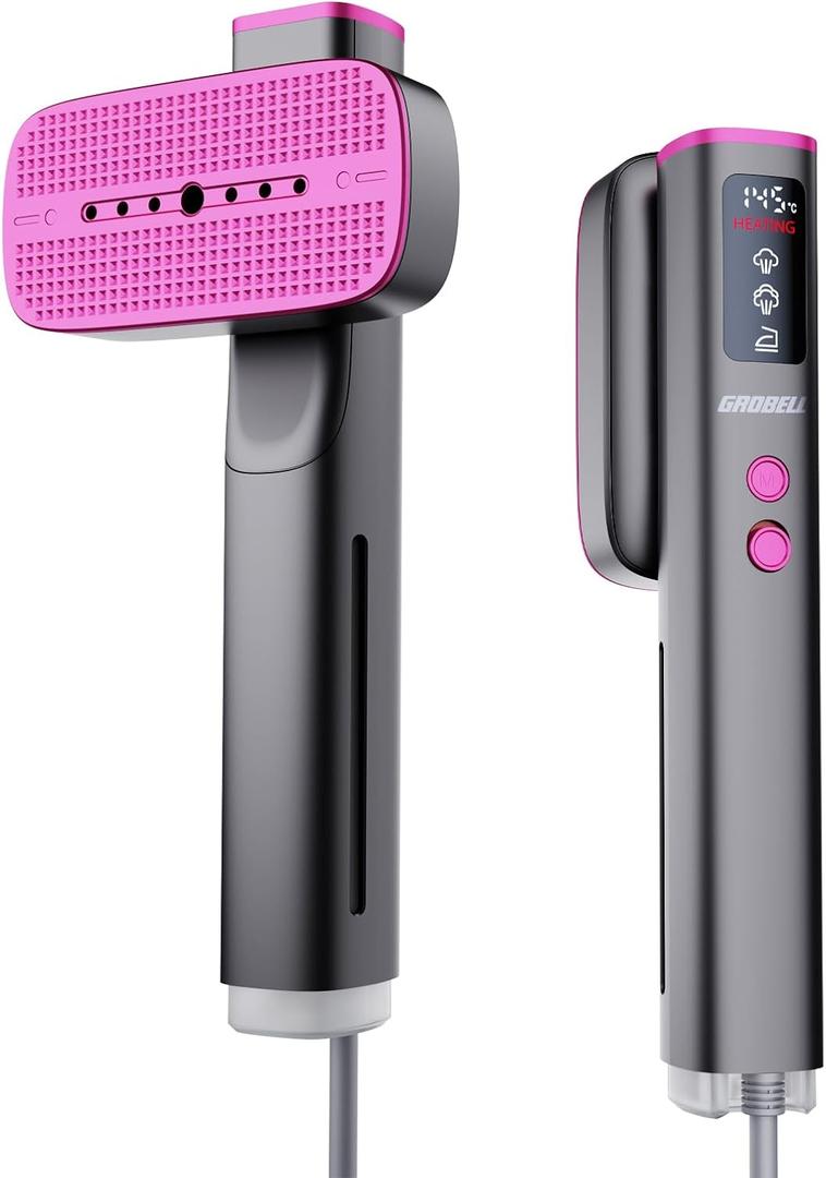 Travel Garment Steamer for Clothes: 100V-220V Dual Voltage Hand Portable Hand Held 2 In 1, 20s Smart Fast Heat Up Handheld Clothing Steamer, 4 Modes with LED Display, Global Travel Size