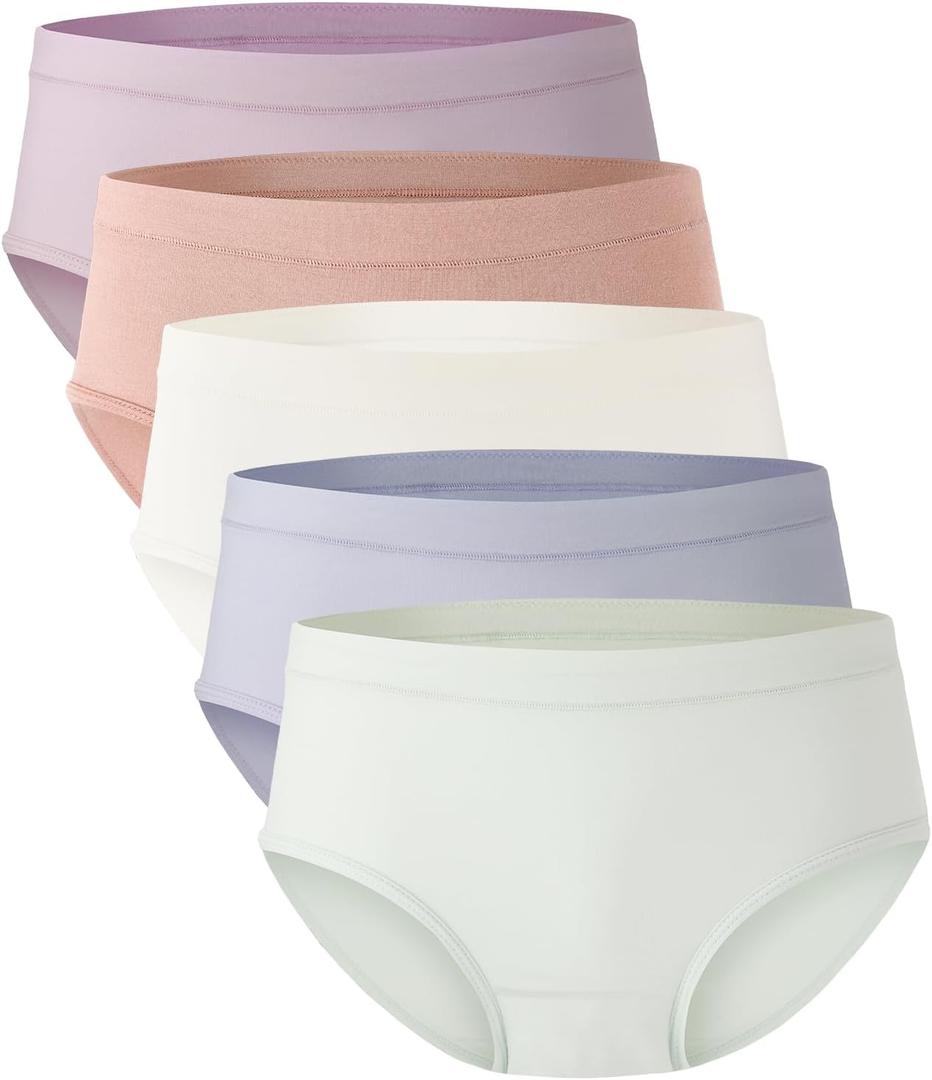 BAMBOO COOL Womens Underwear, Moisture-Wicking Briefs, Soft and Breathable Panties, Mid Waist, 5-Pack (XX-Large)