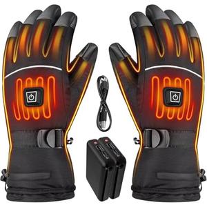 Heated Gloves for Men - Rechargeable Electric Battery Heated Gloves for Men and Women Touchscreen Winter Thermal Glove with 3 Heating Levels Waterproof Heated Gloves for Hunting（JRST-3）