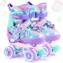 Mermaid Roller Skates for Girls Kids, Light up Wheels Skates for Toddlers, Beginner Women Rollerskates Indoor Outdoor for Xmas Birthday Gifts (X-Small-Toddler(7C-10C), Purple)