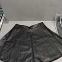 Women's Faux Leather Black Mini Skirt Classic high Waisted Skirt Pleated Skirt PU Black Leather Skirt, Extra Large, Black 
