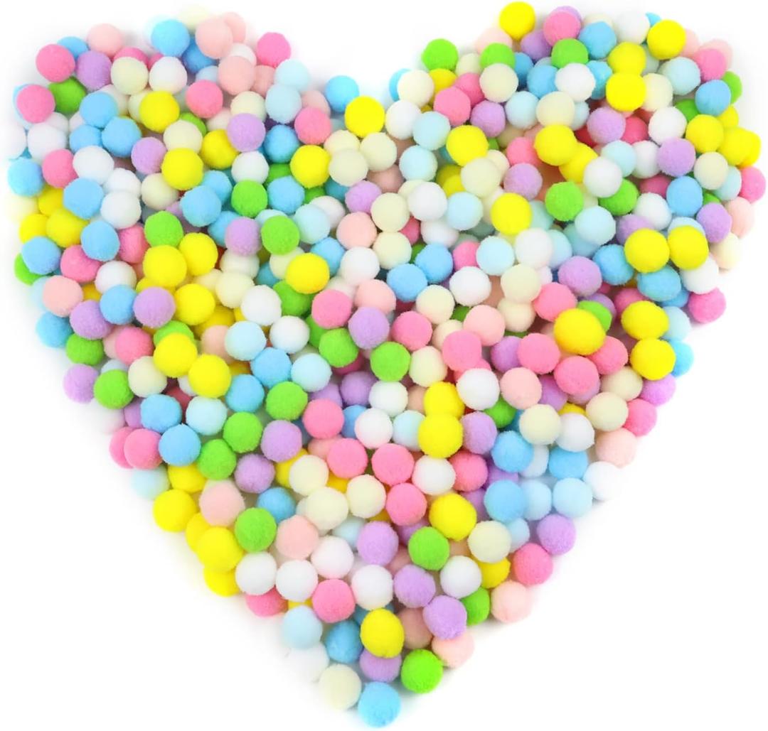 Lawie 500 PCS 2cm 0.8 Inch Christmas Rainbow Colors Large Pom Poms Arts and Crafts Party Craft Pom Pom Balls Ornaments Pompoms for Crafts DIY Puff Balls Pompom Maker Bulk Decorative Accessories