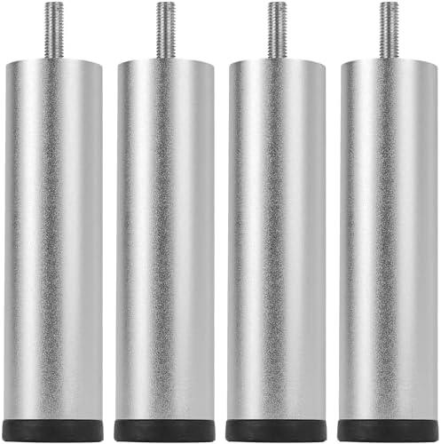 TCHOSUZ 4 inch / 10cm Metal Furniture Legs, Pack of 4 Modern Aluminum Alloy Tapered Replacement Feet with M8 Hanger Bolts & T-Nuts for Home DIY Projects Couch Sofa Cabinet Nightstand TV Stand Chrome