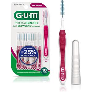 2 x GUM Proxabrush Go-Betweens - Moderate - Interdental Brushes - Soft Bristled Dental Picks for Plaque Removal & Gum Health - Safe for Braces & Dental Devices, 10 Count