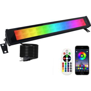 BOSITE 50W RGB Wall Washer Light, RGB Light Bar LED Smart Wall Lights with Remote Control Waterproof IP66 Dimmable LED Flood Light Bar Indoor Lights for Building, Stage, Wedding, Party (1Pack)