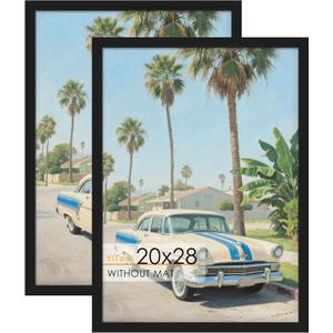 20x28" Picture Frame, for 20 x 28 in Posters and Art Prints, Horizontal or Vertical Wall Mounting, Black 20 x 28 Poster Frame, 2 Pack.
