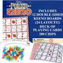 Regal Games - Poker Keeno Bulk Game Set - Includes 12 Two-Sided Boards, 200 Scoring Chips, 1 Deck of Standard Poker Cards - 24 Unique Board Layouts- Casino Night Card Game- Compatible with Poker Keno